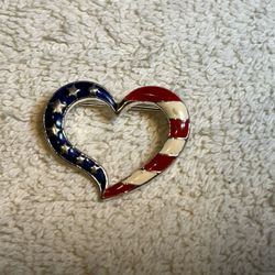 Avon Patriotic American Heart Brooch