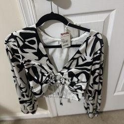 Caroline Constas Black & White Retro Top & Black Pants Set