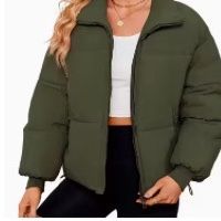 Khaki Green Bomber Jacket Zippered Pockets Small
