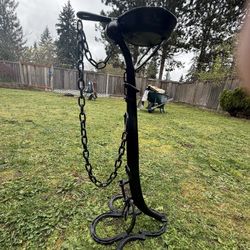 Unique Cast Iron Horseshoe / Collar Standing Ashtray