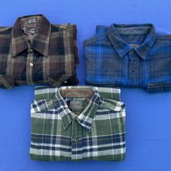 3 Men’s Long Sleeve Button Up Work Shirts Size L St John’s Bay Orvis Briggs GUC