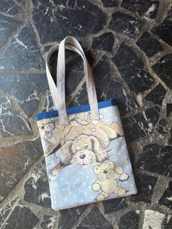 Wags Cute Puppy and Teddy Bear Canvas Tote Bag