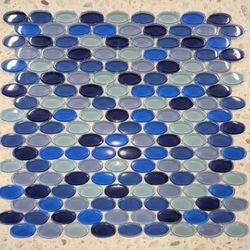 Mix Blue Oval Glass Mosaic Tile