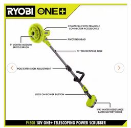 Cleaning wand, Scrubber, Soap Dispensing, Cordless Telescoping Ryobi