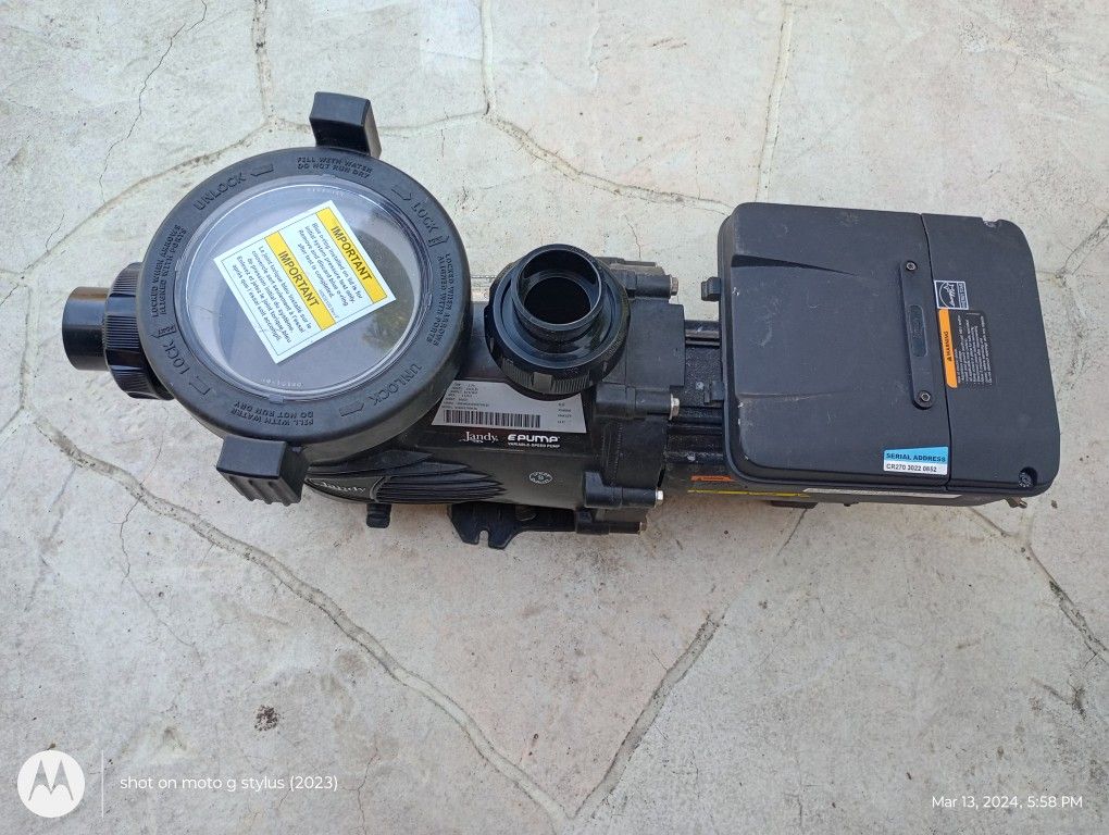 Jandy E Pump 2.70 Variable Speed Pool Pump Like New 