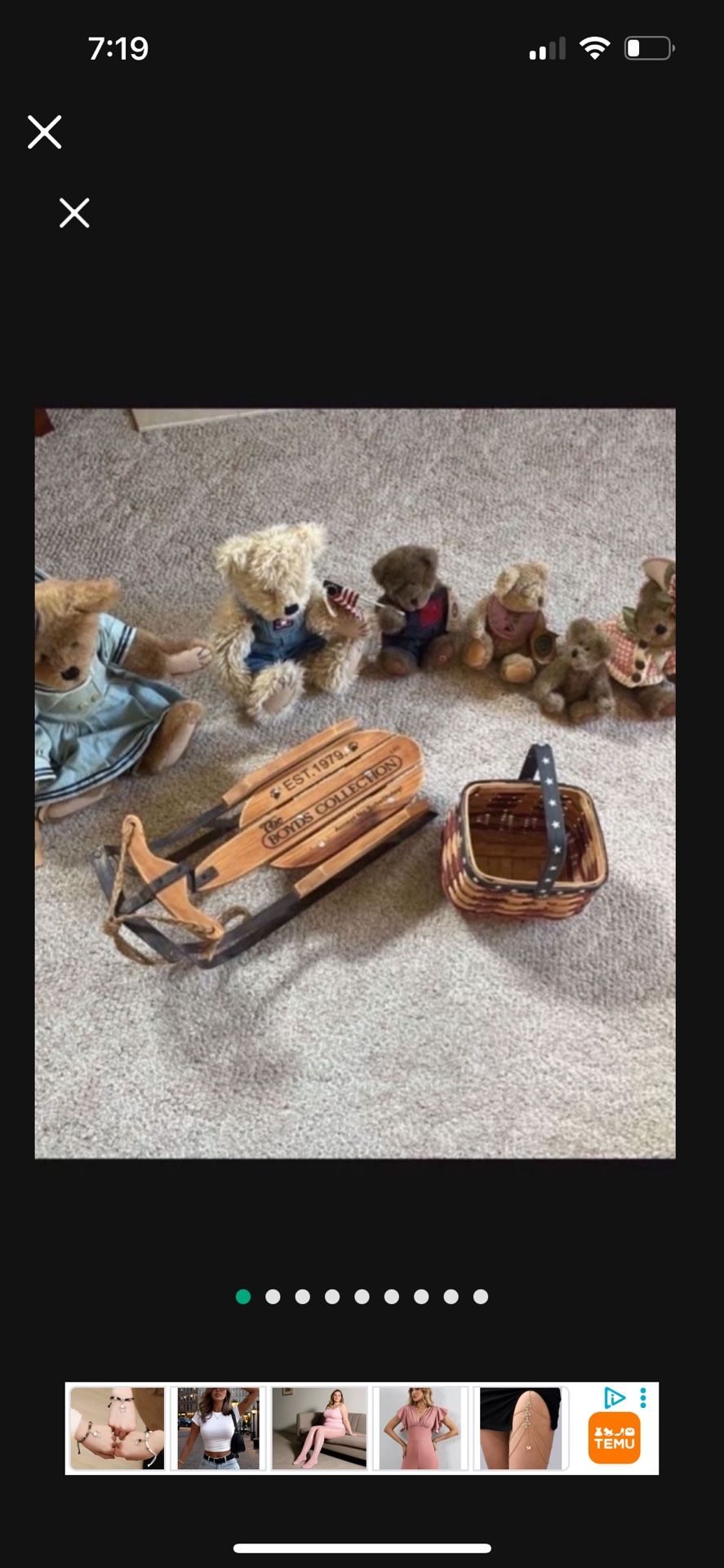 Boyd’s Bear Collection - 6 Bears, 1 Sled, 1 Basket all for 55.00 dollars !!