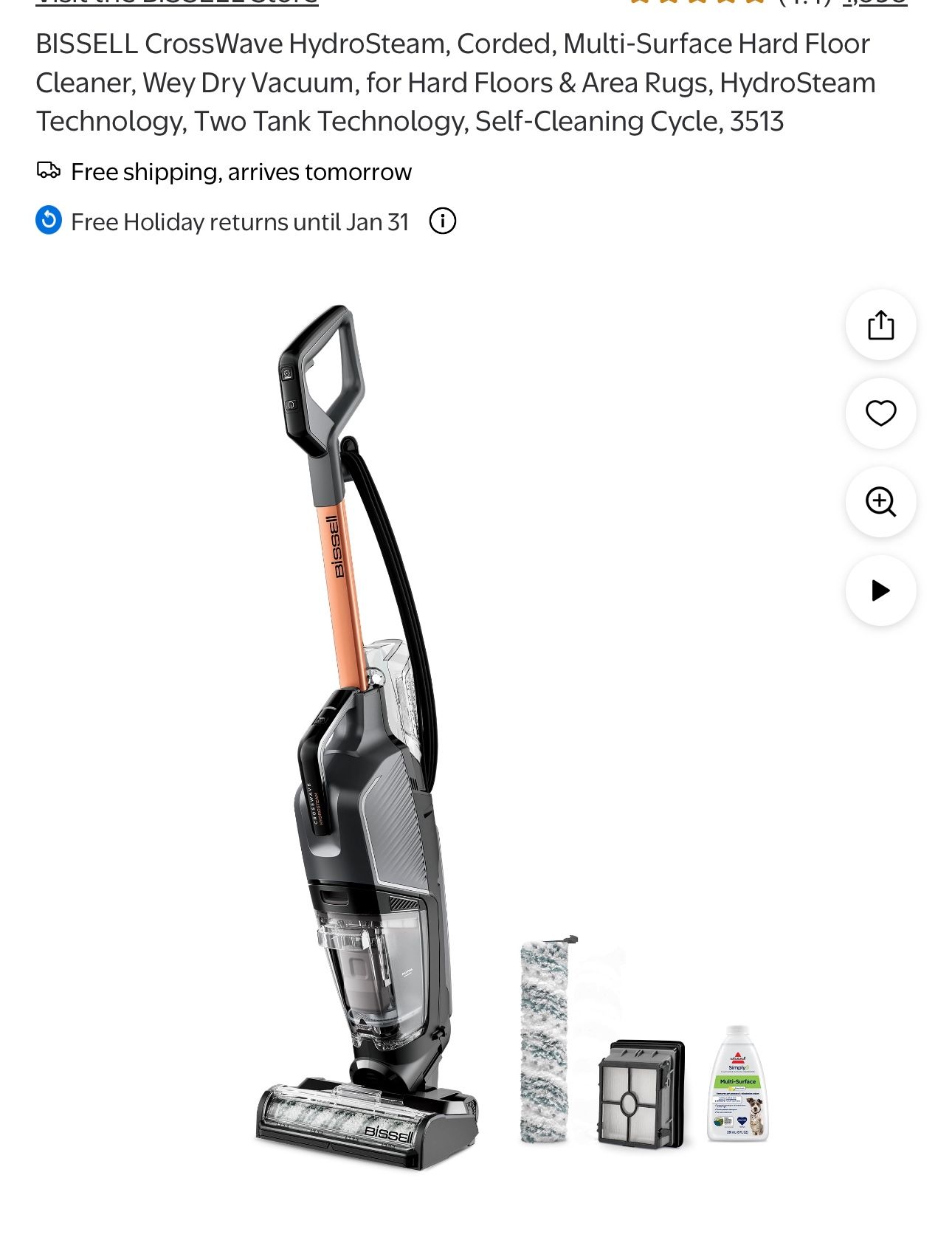 BISSELL CrossWave HydroSteam Plus Steam Cleaner