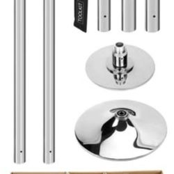 Exercise Dance Stripper Pole Spin/Static Adjusts 88"-107", Chrome, New