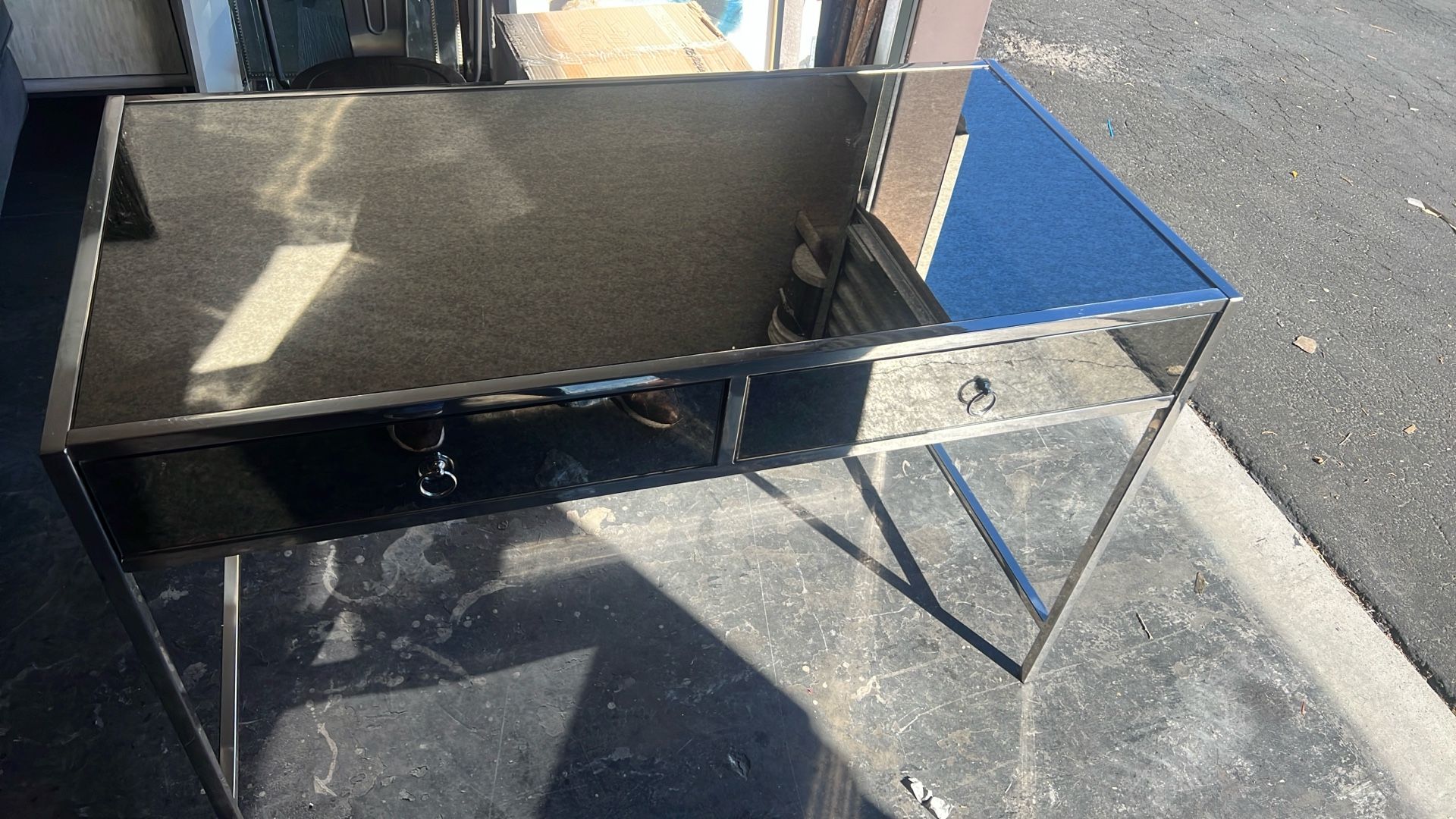 Glass Desk Modern With Antique Glass 