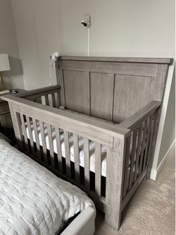 Soho grey wood baby crib with newton mattress
