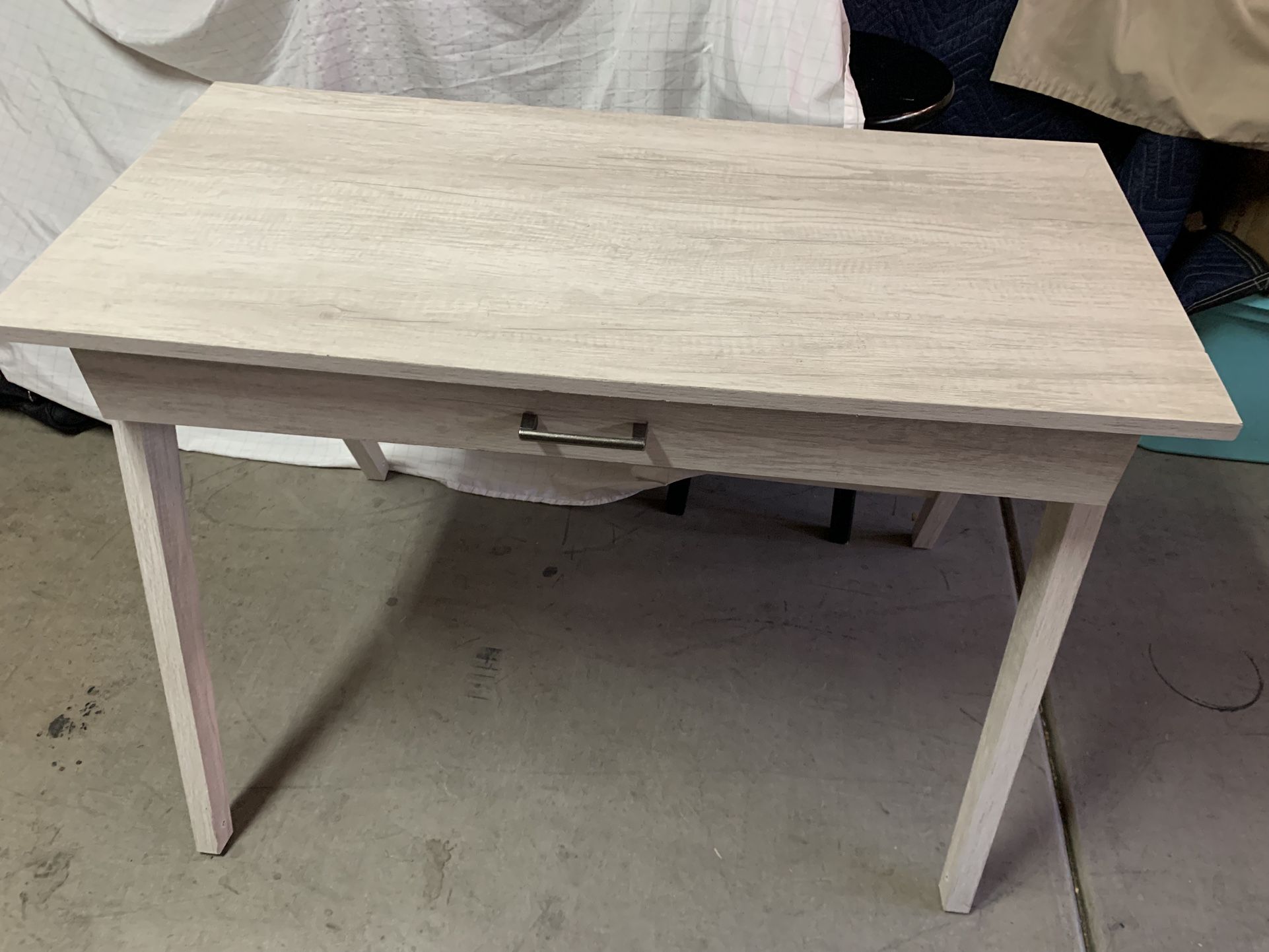 Paulo Wood White Desk With Drawer
