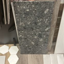 12” X 24” Black And Gray Terrazo Looking Porcelain Tile $3/sq Ft