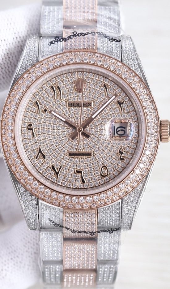 Moissanite Date just (Two Tone)(Arabic Dial)