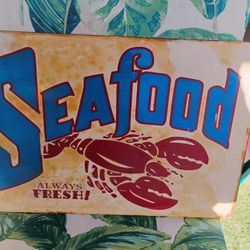 Large Metal Sign Lobster Grafic