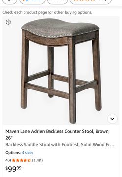Maven Lane Adrien Backless Counter Stool, Brown, 26" (j18)