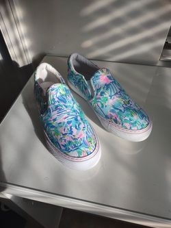 Lilly Pulitzer Shoes Women's 7.5 Green Pink Julie Floral Blue Ibiza $70