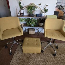 2 Yellow Chairs And Ottoman