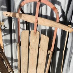 Antique Runner Sleds 2 Adult 2 Child,