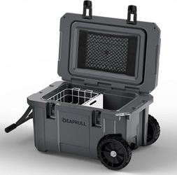 K468 $125  55 Quart Cooler with Wheels, Ice Chests Portable Camping Cooler Holds Ice up to 6 Days, Leak-Proof Outdoor Insulated Cooler with Handle, Cu