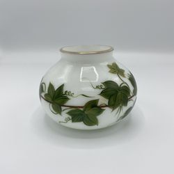 Vintage Milk Glass With Green Leafs