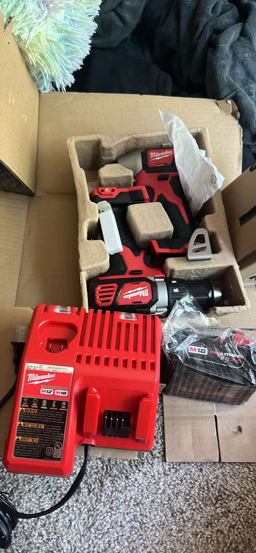 Milwaukee New Drills, Impact And Regular, Charger, 3.0 Xc Battery All New Priced To Sell