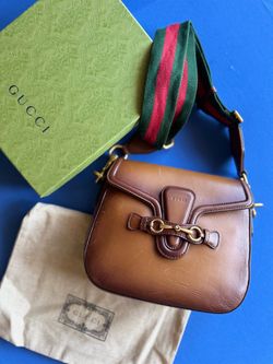 G U C C I Lady Web Shoulder Bag Brown Leather