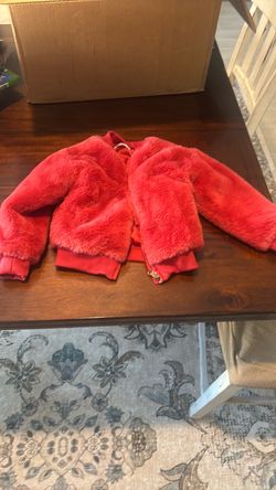 Red Faux Fur Bomber Jacket