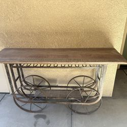 Wood/metal  Bar Cart With Wine Rack On Wheels
