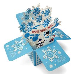 3D Christmas greeting card with stunning visual effect, snowman, handmade surprise greeting card, unique Christmas gift