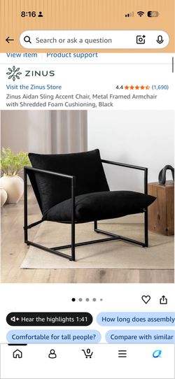 Zinus Black Memory Foam Chair