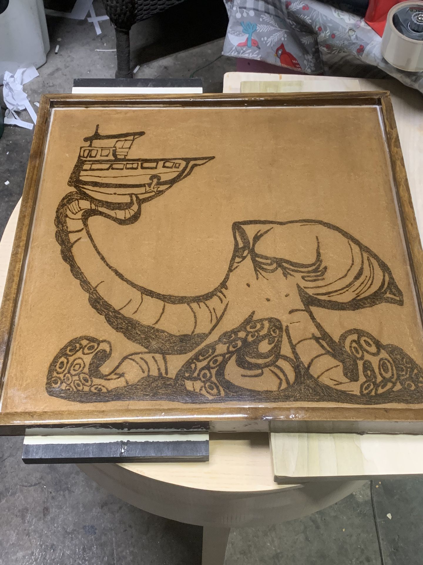 Kraken Art On Wood