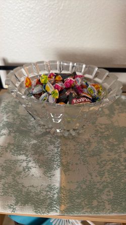 USSR 24% Lead Crystal Bowl Deeply Hand Cut Oval Bowl Heavy. 4”H x 7.25W, $40
