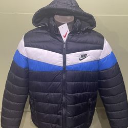 Nike Coat Black Hoody Puffy Bubble 
