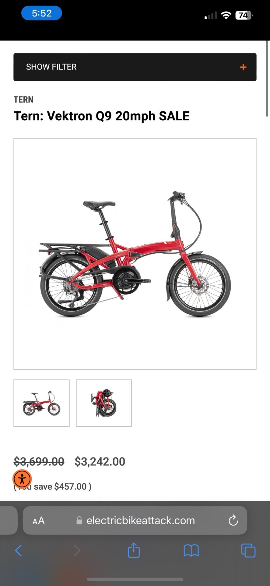 Tern Vektron Q9 Electric Folding Bike