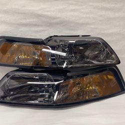 LA Zona Auto Parts Smoked Headlights Luces Micas Calaveras Ahumadas For Ford Mustang 1999 To 2004