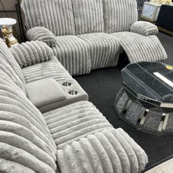 Electric Power Reclining Couch And Loveseat