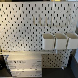 Ikea Pegboard With Hooks and Tray