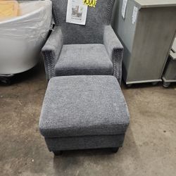 SEVILLE FABRIC CHAIR AND OTTOMAN 