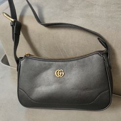 Black Leather Aphrodite Shoulder Bag 