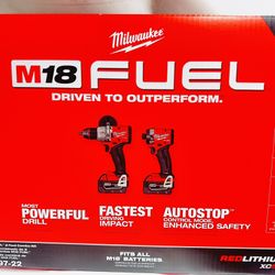 Milwaukee, M18 FUEL 18V Lithium-Ion Brushless Cordless Hammer Drill and Impact Driver Combo Kit (2-Tool) with 2 Batteries