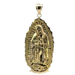 Men’s Woman’s 14k Yellow Gold Large 3” Inch Virgin Mary Pendant For Necklace GP3124741