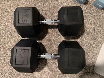 90 LB Rubber Hex Dumbbells Pair
