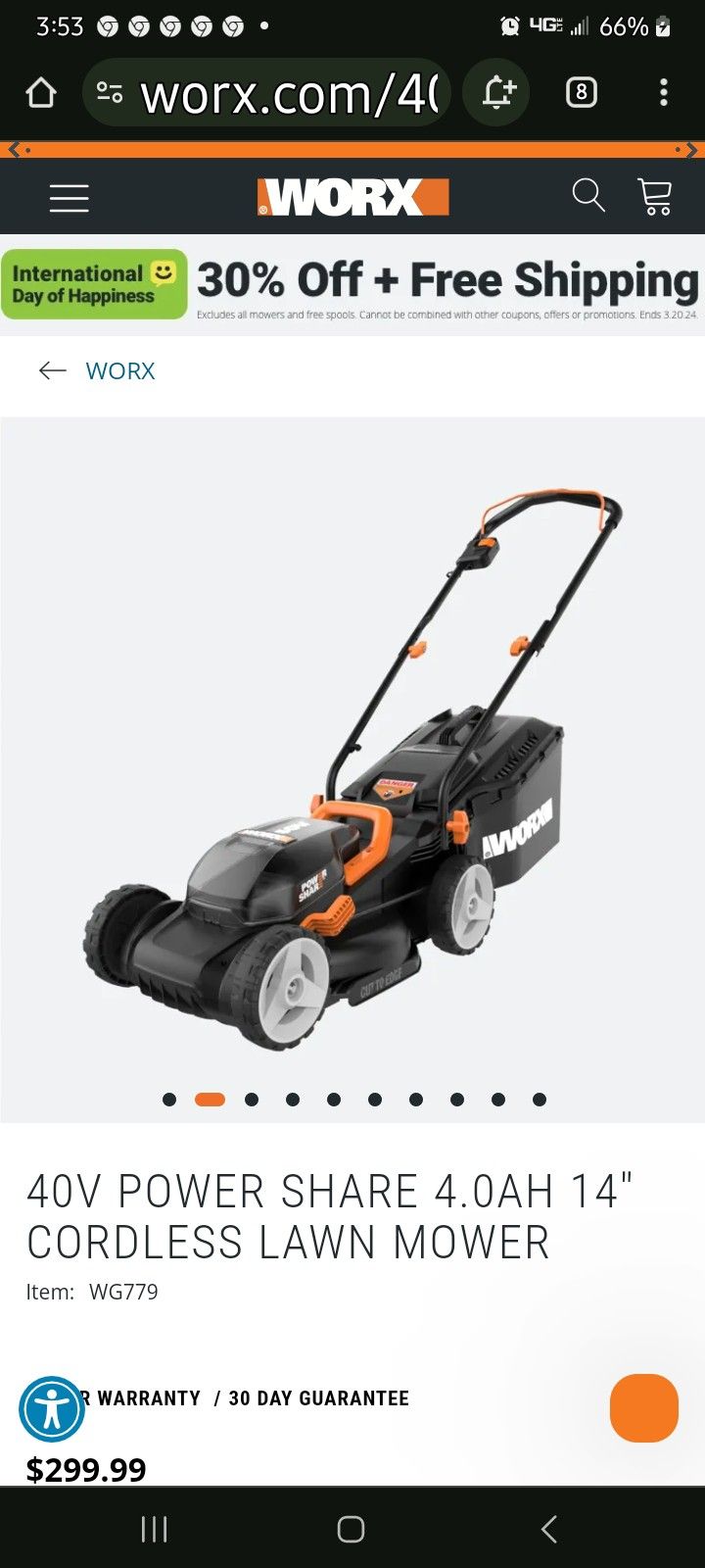 Worx 14 In Electric Mower