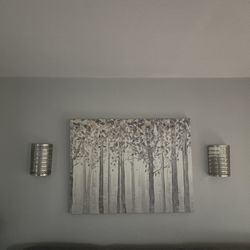Framed Art & Sconces