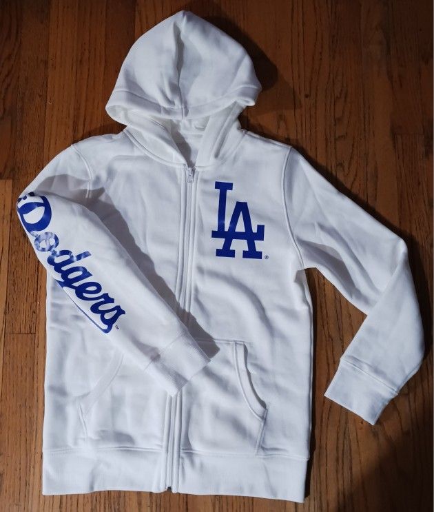 New LA Dodgers White Zip Up Hoodie Size Medium