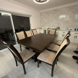 Dining Table and 8 Chairs