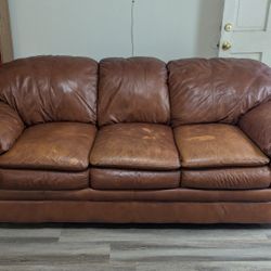Give Me Best Offer - 100% Leather Ashley Furniture Brown Couch 