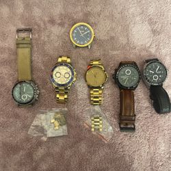 3 Fossil Decker Watches, 1 Nixon Date, 1 Michael Kors, 1 Gucci Date