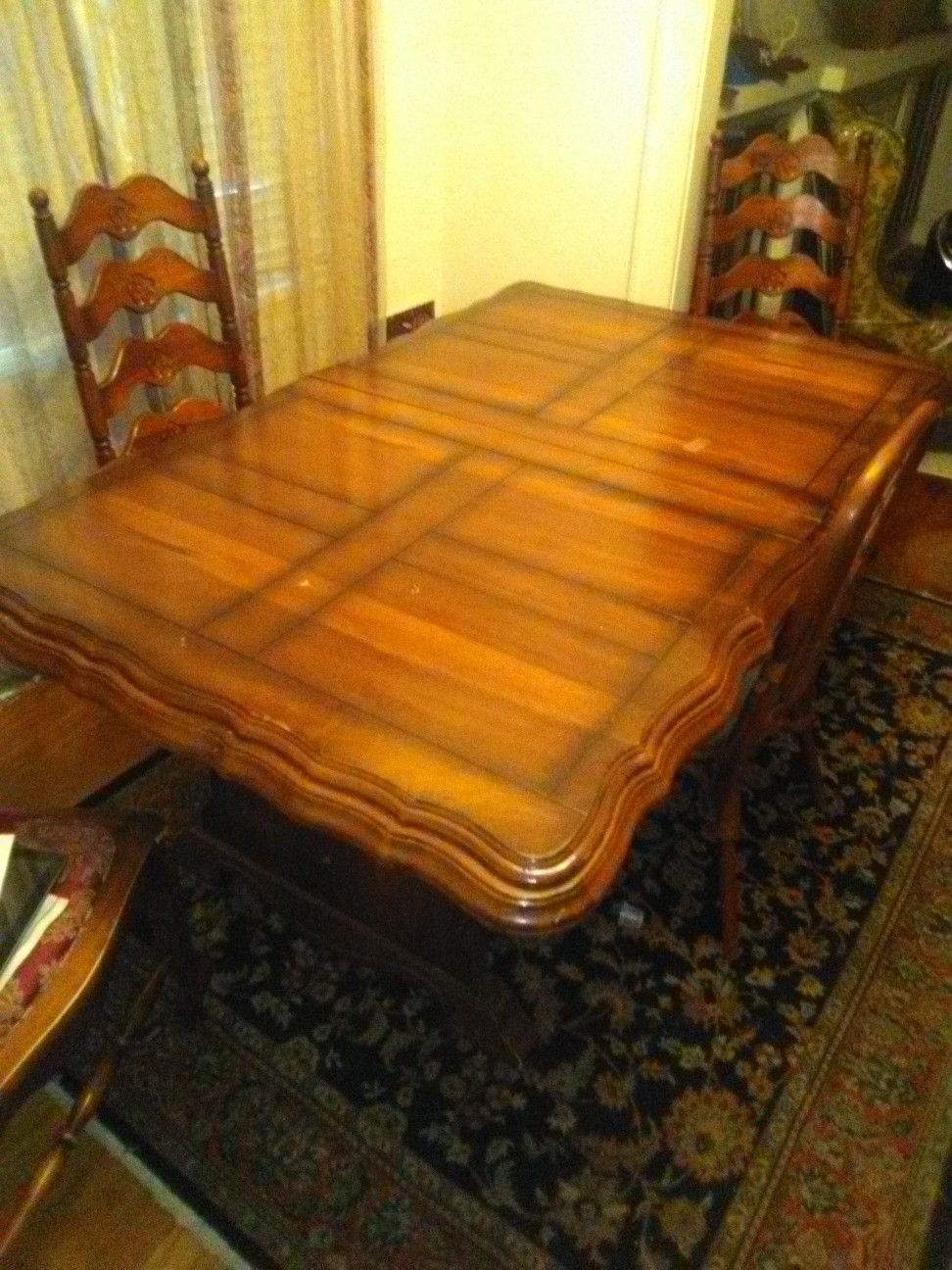 Oak dining table and chairs