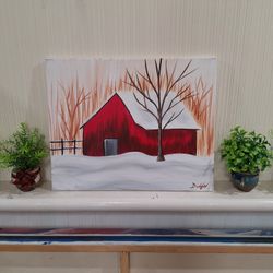 Painting "Winter Barn"
